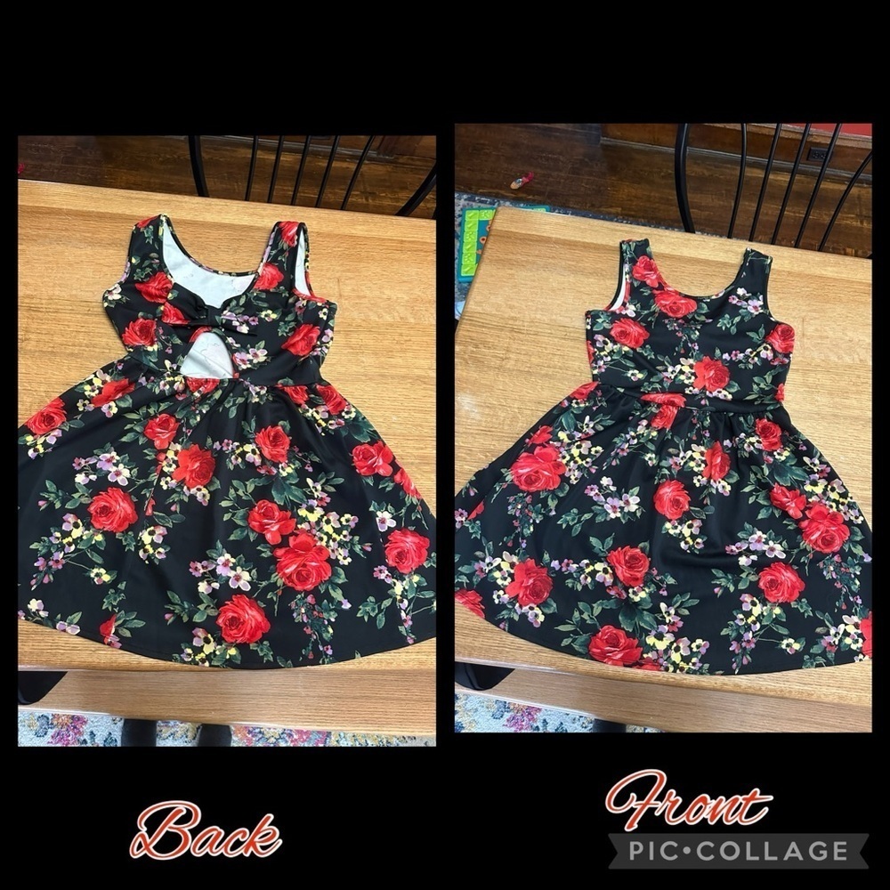 Crystal Doll EUC fit and flare sleeveless cut out bow back dress 18” p2p